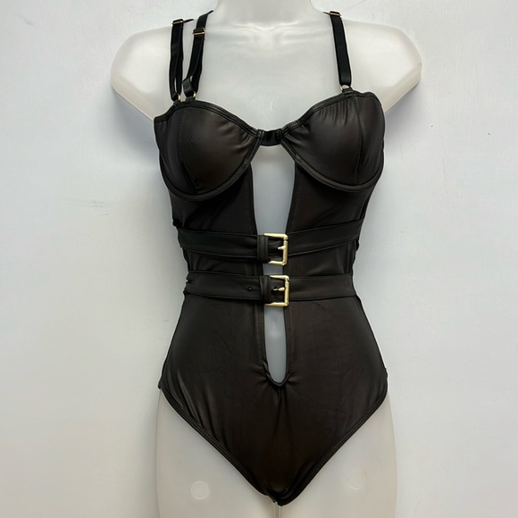 NWT Frederick’s of Hollywood SYDNEY Black Adjustable Sexy Bodysuit Size Medium - Picture 1 of 11
